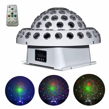 Zvuk, Diaľkové Crystal Magic Ball Lampa DMX Gobo RG Laserového Svetla Zmiešané RGB Full Farebné LED Disco Vianoce DJ Home Party Stage Osvetlenie