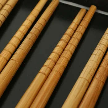 WHISM 5 Párov Ručné Bambusu Prútik, Japonské Sushi Stick Opakovane Tyčinka Nastaviť Riad Čínske Jedlo Sekanie Stick s Box