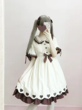 Lolita Denne Marhuľový Šaty Cute Kawaii Mori Dievča Princezná Šaty Letné Op Krátky Rukáv Harajuku Šaty
