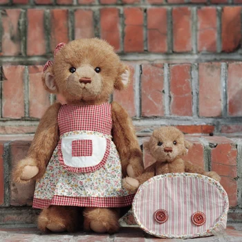 Nový plyšový medvedík plyšové hračky s šaty Matka a syn medveď plyšové spoločné medvedík bábika pre deti hračky pre dievča, darček k narodeninám