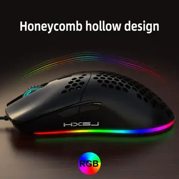 HXSJ J900 USB Káblové pripojenie Hernej Myši RGB Hráč Mouses So Šiestimi Nastaviteľné DPI Honeycomb Duté Ergonomický Dizajn Na Ploche