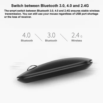 Rapoo M550G Multi-režim Tichý Bezdrôtová Myš s 1300DPI Bluetooth 3.0/4.0 RF 2,4 GHz pre 3 Zariadenia, Pripojenie Office Home Myší