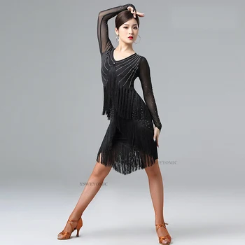 Latinská Chacha Tanečnej Praxi Šaty Dospelé Samice Tanečné Oblečenie Nové Výkon Strapec Latinskej Šaty Pre Tanec