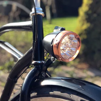 Q039 Retro jazda na bicykli dodáva batérie LED svetlá / LED bike svetlometu / cyklistické svetlo medi / predné svetlomety