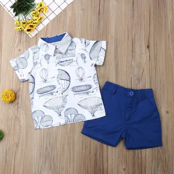 Letné módy batoľa, dieťa, chlapec oblečenie nastaviť krátky rukáv vytlačené T-tričko + nohavice outdoor voľný oblek