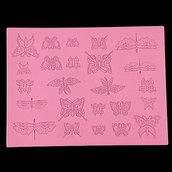 Minsunbak Krásny Motýľ Vzor Čipky Mat Silikónové Čipky Formy Fondant Tortu Hranice Dekoratívne Čipky trúbenie