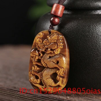 Prírodné Zlaté Tigrie Oko Prívesok Jade Dragon Náhrdelník Módne Kúzlo Šperky, Darčeky Vyrezávané Amulet