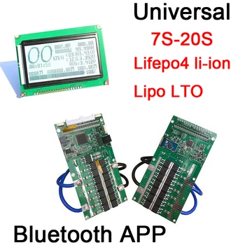 Smart Display 7S ~ 20S Lifepo4 li-ion Lipo LTO Batérie Ochrany Rada BMS rovnováhu 300A 100A 80A Bluetooth APP 10S 13S 14S 16S