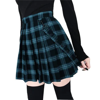 4 Farby Gothic, Vintage Koberčeky Mini Sukne Ženy, Podväzkové Popruh Skladaný A-line Sukne Vysoký Pás Bežné Plus Veľkosť College 2020
