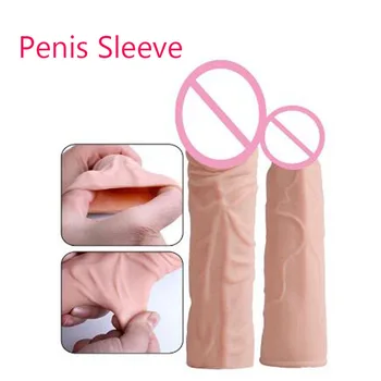 Super Realistický Penis Rozšírenie zariadenia Extender Opakovane Rukáv Sex Výrobky Opakovane Silikónové Dildo Penis Kondóm Sexuálne Hračky pre Mužov