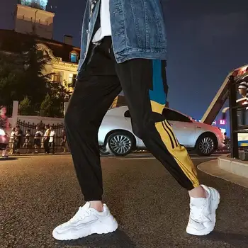 Kórejský Nohavice Mužov Hip Hop Nohavice Ceruzka Grafické Tlače Mužov Nohavice Bežné Nohavice Fitness Joggers Muži Móda Punku Tepláky Muž