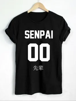 Japonské Anime Tričko Japonský Otaku Tričko Senpai Predné Písmená Print T Shirt Ženy Bežné Zábavné grunge goth Lumbálna tees-J040