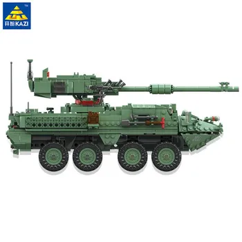 KAZI 1672pcs Storočia Vojenské MGS-M1128 Nádrž Stavebné bloky nastaviť Obrnených vozidiel DIY Tehly Hračky pre Deti,