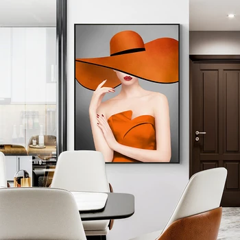 Moderné Orange Obrázok Dekorácie Na Stenu Umelecké Plátno Na Maľovanie Módne Ženy Nordic Plagáty A Tlačí Na Obývacia Izba Domova