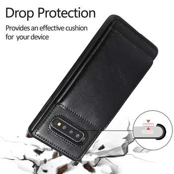 Prémia Kožené Peňaženky obal Pre Samsung Galaxy S8 S9 S10 Plus S10E Poznámka 8 9 10 Pro Dvojité Magnetické Tlačidlá Flip Shockproof Kryt