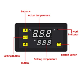 W3230 Thermoregulator Regulátor Teploty Termostat Ovládanie Teplomer Radič 12V/24V/220V 40%OFF