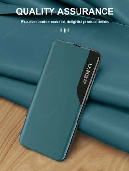 Grma Mirro Okno Smart View Pravej Kože Magnetické Vyklápací Kryt Pre Samsung Galaxy S8 S9 S10 Lite Plus S20 Ultra S7 Okraji Prípade
