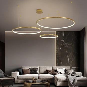 TRAZOS Moderné led Zlato nezávislá svetlá kruhu osvetlenie pre Interiér, dizajn, inžinierska osvetlenie Line zavesiť LED krúžok nezávislá lampa