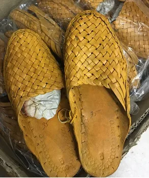 Originálne kožené India, Nepál ploché papuče ženy ručné Ťavej Kože, tkané tkanie list pohode presuňte pánske topánky reálnom kožené