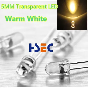 Top Kvalita 1000pcs led pásika 5 mm teplá biela led 5MM kolo led lampa korálky super jasné LED diódy vyžarujúce Svetlo (led) F5