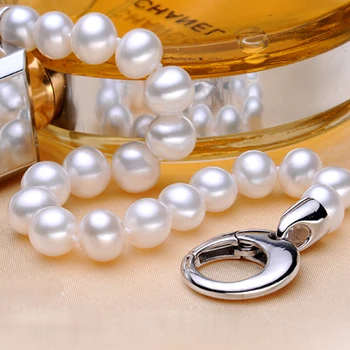 YIKALAISI prírodné sladkovodné perly náhrdelníky 7-8 mm biele prírodné perlový náhrdelník darčeky pre ženy, pre dievčatá Šperky