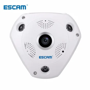 ESCAM Shark QP180 HD 960P 1,3 MP 360-stupňový panoramatický fisheye PTZ infračervené kamery VR fotoaparát podpora VR box a micro SD kartu