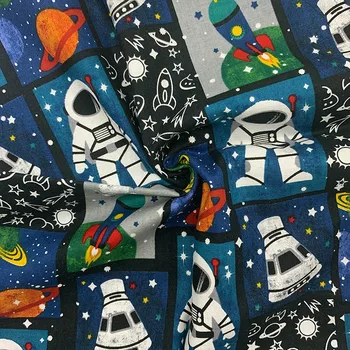 Krásne Digitálna Tlač Farebná Karikatúra astronaut vzor, Bavlna, Tkaniny, Šijací Materiál Deti Textílie Diy Tričko Oblečenie