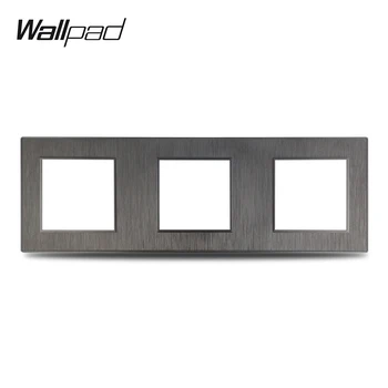Wallpad S6 DIY Triple 3 Spôsob Black Panel Kartáčovaný PC Pre nástenný Spínač Zásuvky Imitujúcich Hliníkový plech Zadarmo Zmes, 258*86mm