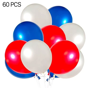 60 Pack Červené, Biele a Modré Balóniky 12 Palcový Latex Strany Balóny, Party Perfektné Narodeniny Dekorácie na Všetky Príležitosti