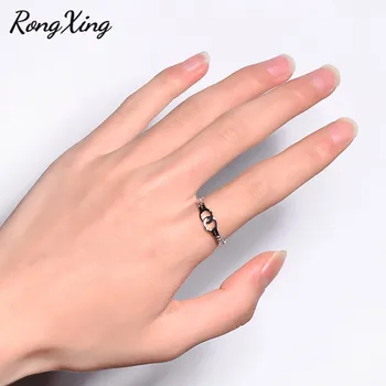 RongXing Elegantné Reťazí Dizajn Kruhu Prešiel Prstene Pre Ženy, Mužov, Strieborná Farba Svadobné Kapely Boho Šperky, Darčeky
