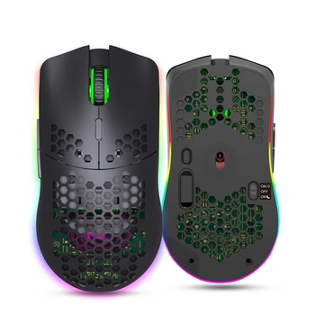 2.4 GHz Wireless Gaming Mouse 7 Tlačidlo 3200 DPI Nastaviteľné RGB Podsvietenie Dobíjacia Myš Ľahký Honeycomb Shell Hráč Myší