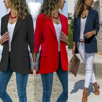 2019 Nové Jeseň Jar Štýlové Ženy Bavlnená Zmes Slim Business Blejzre Ženy Pracujú Pohodlné Nosenie Obleku Outwear