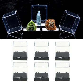 6x priehľadný Akrylový Display Box Zobraziť Prípade Malé Kocky pre Gem Rock a Minerálnych Displej