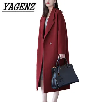 Veľké ženy veľkosti zimné vlna bunda 2020 voľné dámy teplé dlhý kabát pevné bežné Ženské vlnené sako módne oblečenie 6XL