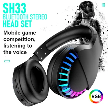 Herný Headset RGB Dual-Mode Bluetooth 5.0 Bezdrôtovej/Drôtovej Slúchadlá Skladacie Stereo Bass Šumu PC Káblové Hra Headset