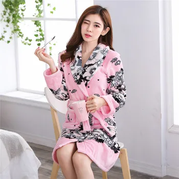 Kimono Župan Ružový Intímne Bielizeň Sleepwear Pyžamo-nastavte, Celý Rukáv Župan Tlač Kvet Ženy Domáce Oblečenie Plus Veľkosť 3XL