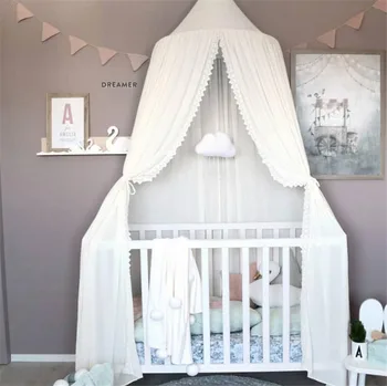 2019 Nové Deti Baby Bedcover Posteľ Baldachýn Mosquito Net Stan Bavlna Opony Posteľná Bielizeň Dome Mosquito Net Biela, Ružová, Šedá