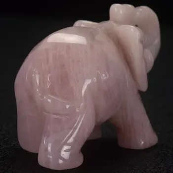 2 palcový vyrezávané rose quartz slon zvierat šťastie figúrka Feng Shui Reiki dekor