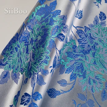 Lacné čínske fabrc ružová modrá kvetina žakárové brocade textílie pre sako DIY oblečenie tissu telas tecidos stoffens SP5386