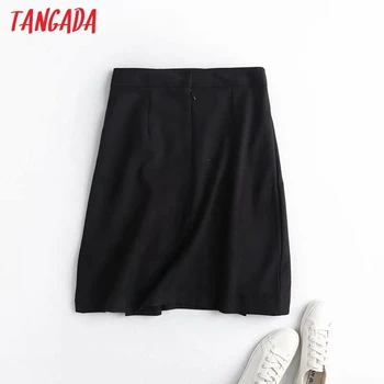 Tangada 2020 jeseň zima ženy reťazca zdobia čierne sukne faldas mujer zips žena mini sukne 4C78