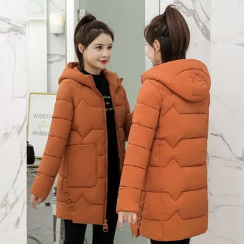 2019 Nové Módne Zimné Kabáty Ženy teplý kabát s kapucňou plus veľkosť Dlho Zahustiť Dole Bavlna Čalúnená Bunda Outwear Parkas feminina