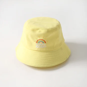 Vytlačené Rainbow Vedierko Hat Ženy Rybár Čiapky Panama Bavlna Vrstvy Textílie Slnko Klobúky Bežné Muži Móda Čiapky Panama Mužov Ploché Čiapky