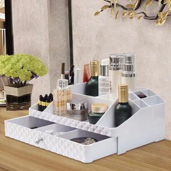 Zásuvky Typ Make-Up Organizátor Multi Mriežky Kúpeľňa Kozmetické Úložný Box Ploche Šperky Laky Na Nechty Make-Up Skladovanie Nádoba
