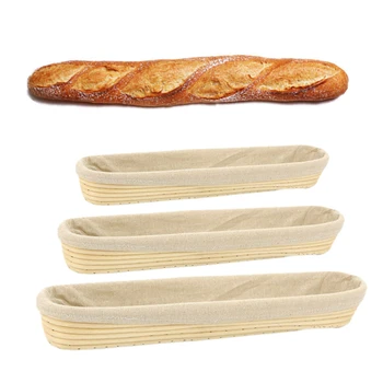 Prírodný Ratan Kvasenie Prútený Kôš Krajiny Bageta, francúzsky Chlieb Hmotnosť Korektúry Koše Cesto Banneton Koše s Krytom