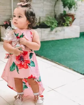 2019 Batoľa Detský Baby Dievčatá V Lete Roztomilý Kvet Backless Strany Sprievod Šaty Sundress