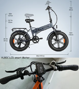 (EÚ Zásob)Elektrický bicykel 48V12.5A elektrický Bicykel 20*4.0 inch 500W Silný Motor 39km/h 7speeds Mountain/Snow bike Plný plyn