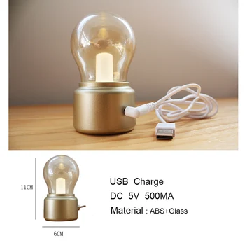 Livewin Vintage Led Stolná Lampa USB Nabíjateľné stolná Lampa Domov Osvetlenie Interiéru Najlepší Darček pre Deti, Obývacia Izba, Spálňa, Nočné
