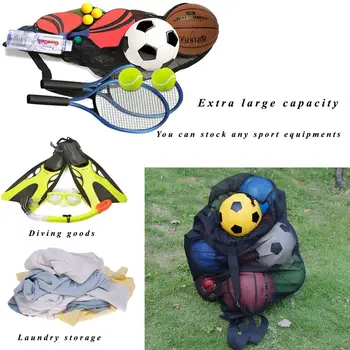 Ťažká Oka Ball Bag Nastaviteľné Posuvné Šnúrkou Šnúrkou Športové Zariadenia Skladovanie Vrecko pre Basketbal, Futbal Športy na Pláži