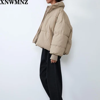 XNWMNZ za Ženy Pevné Khaki čierna Nadrozmerná Parkas Hrubé 2020 Zimné Zips Vrecká Žena Teplé Elegantný Kabát, Bundu Vysokej kvality