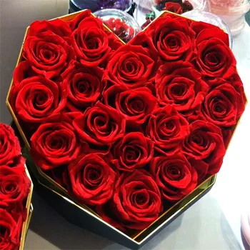 Luxusné Večný Rose Diamond Heart Shape Ruží v Darčekovej krabičke Konzervované Ruže Kvet Na Deň matiek
